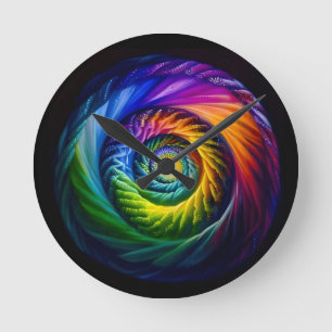 Rainbow Spiral Out Round Clock