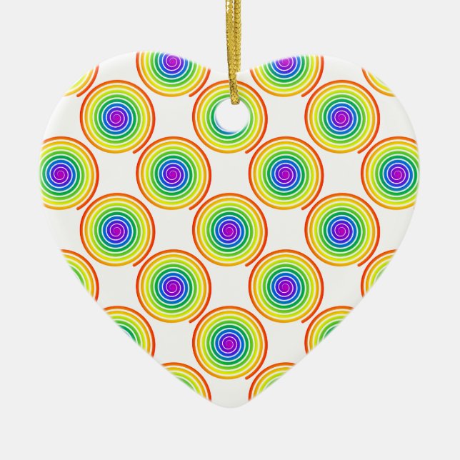 Rainbow Spiral Pattern Ceramic Tree Decoration (Front)