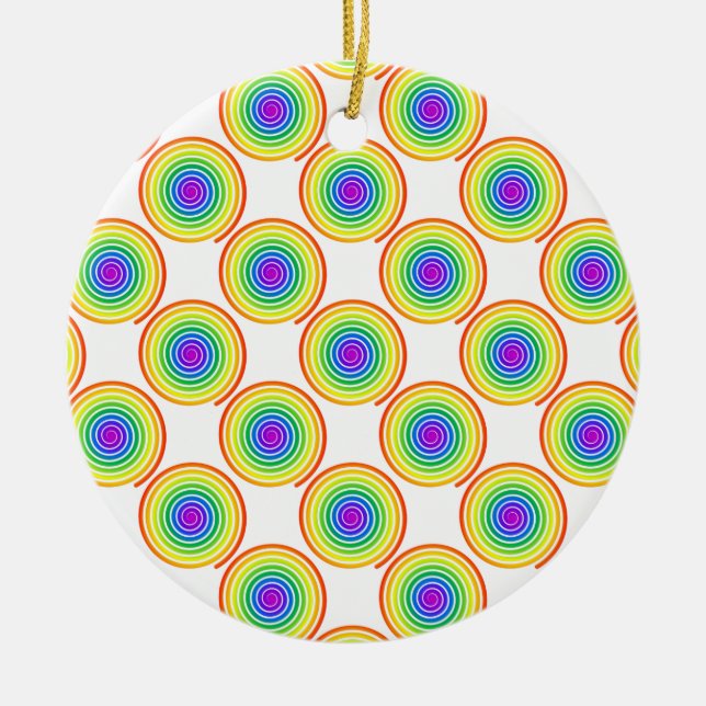 Rainbow Spiral Pattern Ceramic Tree Decoration (Front)