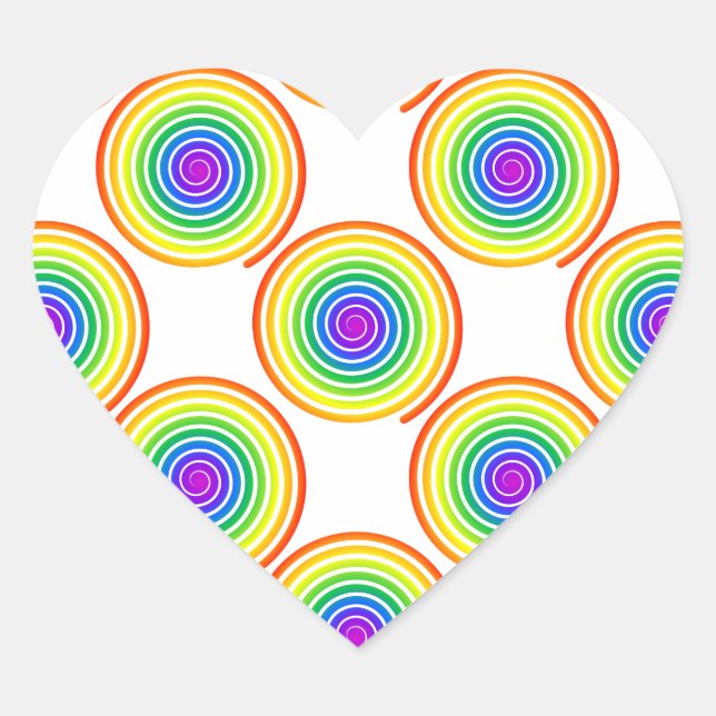 Rainbow Spiral Pattern Heart Sticker (Front)
