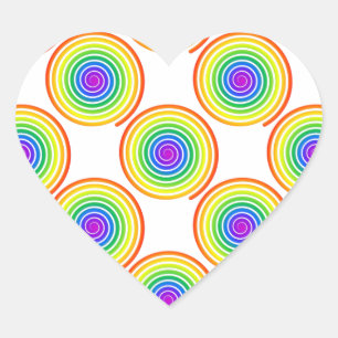 Rainbow Spiral Pattern Heart Sticker