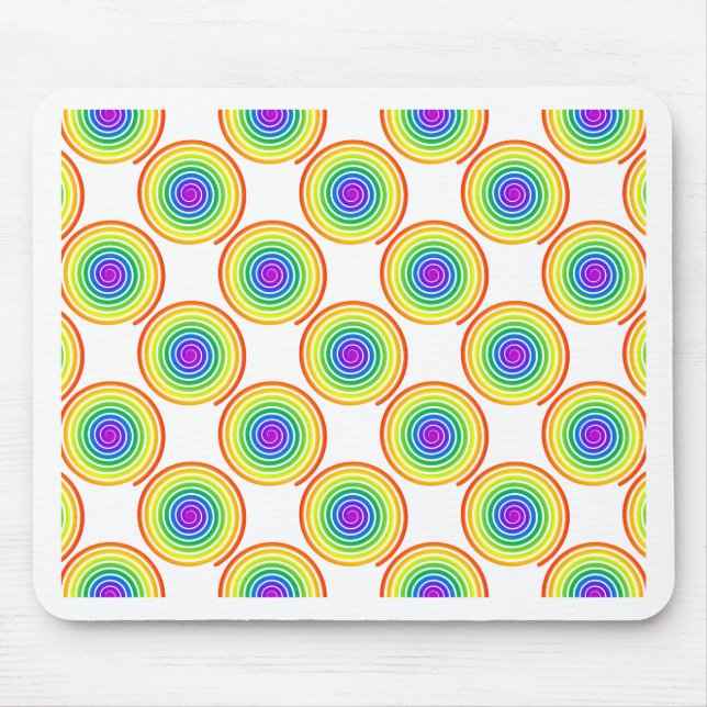 Rainbow Spiral Pattern Mouse Mat (Front)