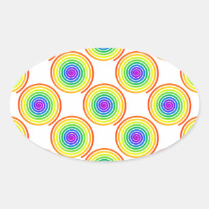 Rainbow Spiral Pattern Oval Sticker