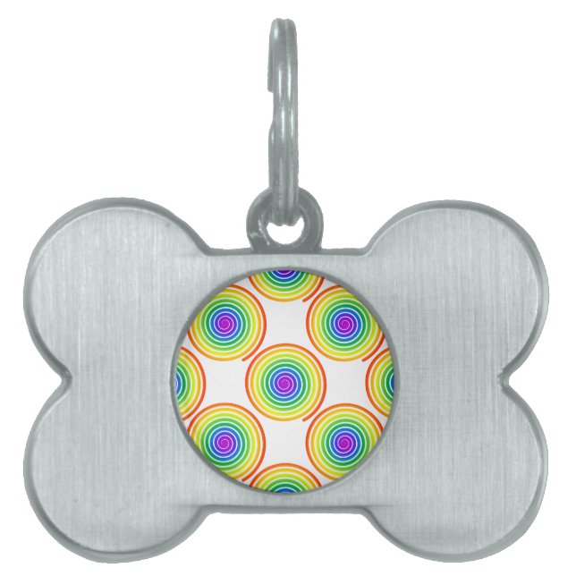 Rainbow Spiral Pattern Pet Name Tag (Front)