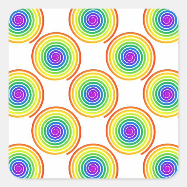 Rainbow Spiral Pattern Square Sticker (Front)