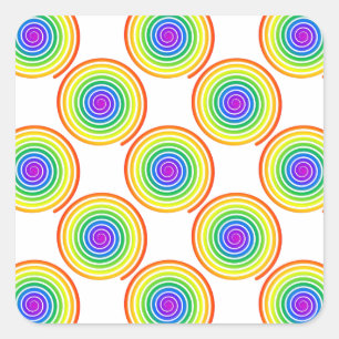Rainbow Spiral Pattern Square Sticker