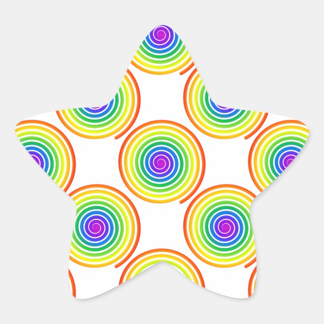 Rainbow Spiral Pattern Star Sticker (Front)