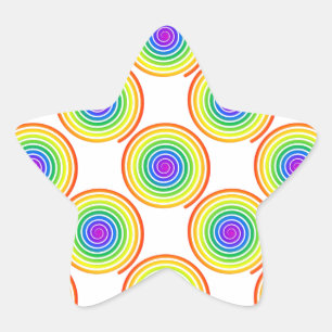 Rainbow Spiral Pattern Star Sticker