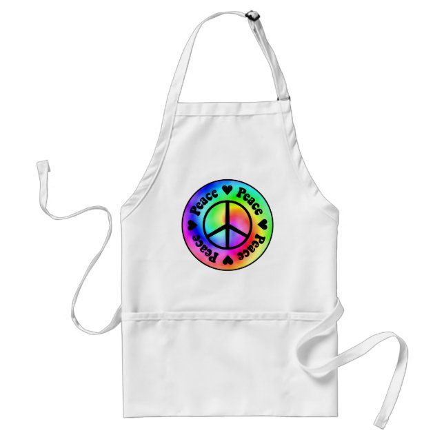 Rainbow Spiral Peace & Love Apron (Front)