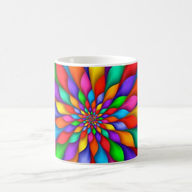 Rainbow Spiral Petals Flower Mug (Center)