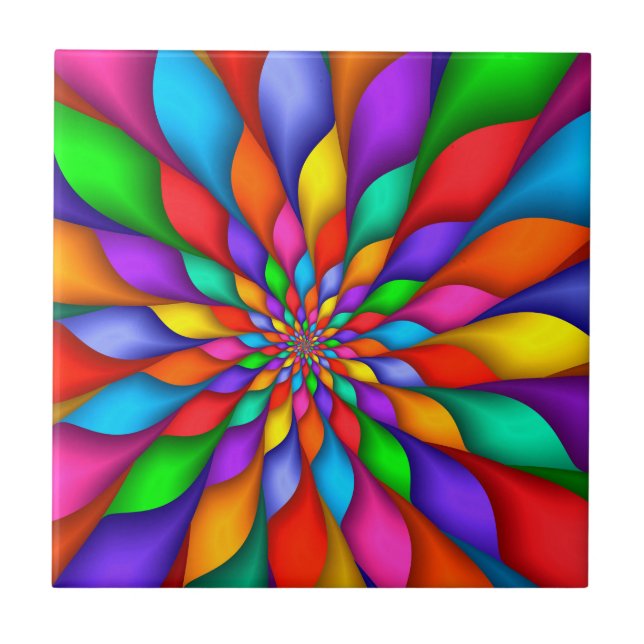 Rainbow Spiral Petals Flower Tile (Front)