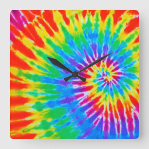 Rainbow Spiral Tie Dye Clock