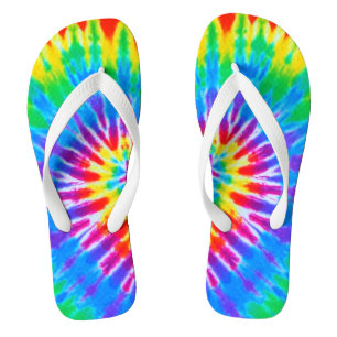 Rainbow Spiral Tie Dye Flip Flops