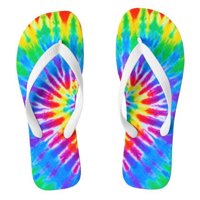 Rainbow Spiral Tie Dye Flip Flops (Footbed)