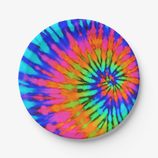 Rainbow Spiral Tie Dye Paper Plate