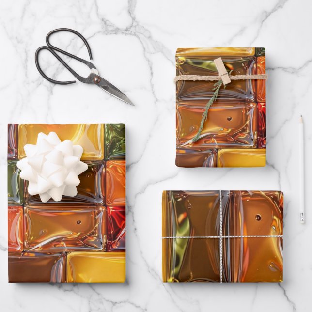 Rainbow Spiral Vortex Abstract - Set Of 3 Wrapping Paper Sheet (Front)
