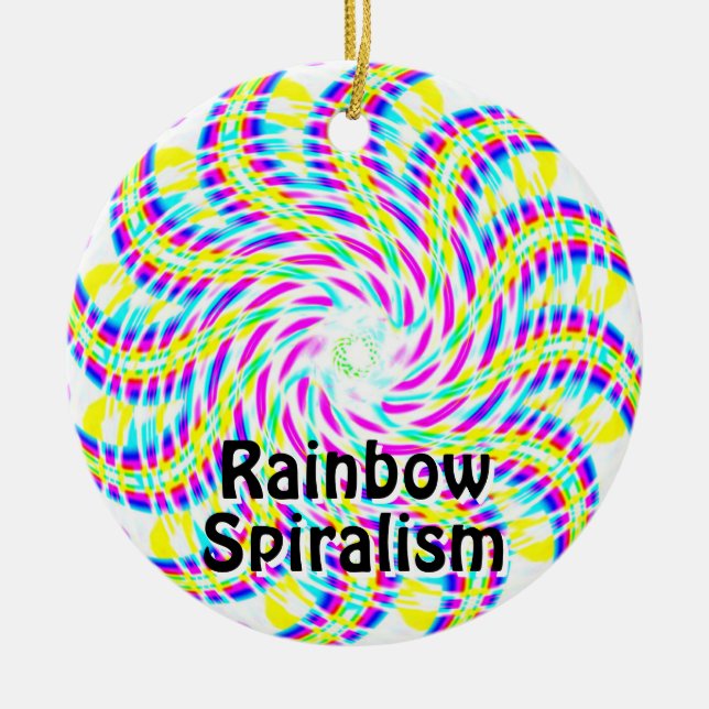 Rainbow Spiralism Ceramic Tree Decoration (Front)