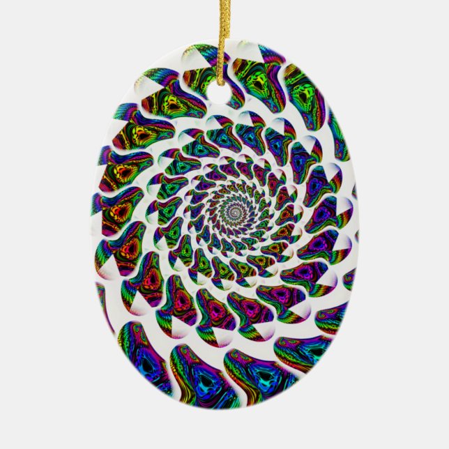 "Rainbow Spiralism" Ceramic Tree Decoration (Front)