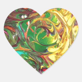 Rainbow Spirals Abstract Painting Heart Sticker