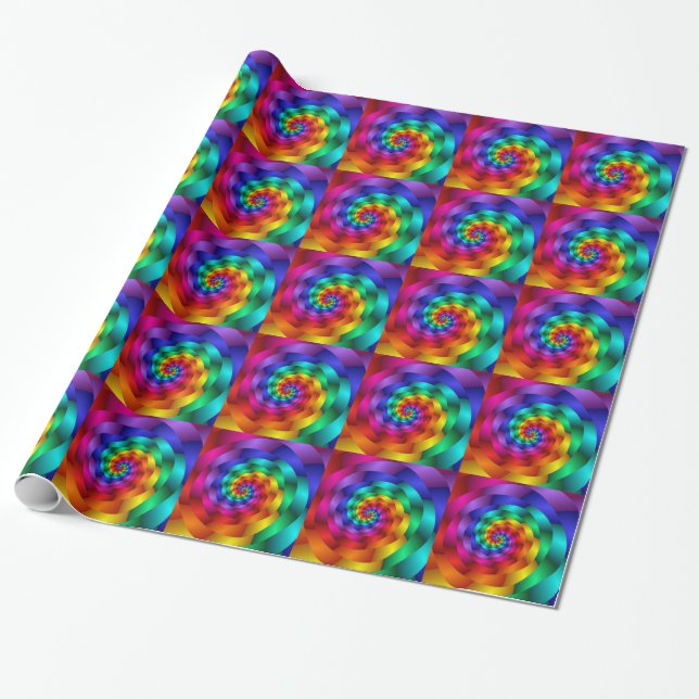 Rainbow Spirals Gift Wrapping Paper (Unrolled)