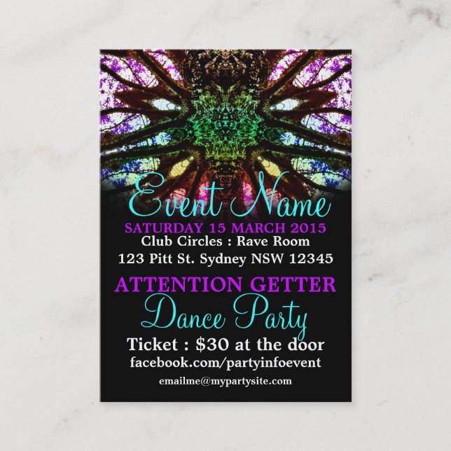 Rainbow Spirit Party Event Mini Flyers Business Card (Front)