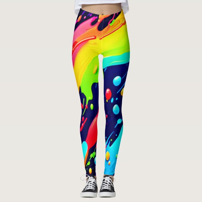 Rainbow Splash Art Leggings (Front)
