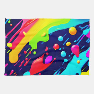 Rainbow Splash Art Tea Towel