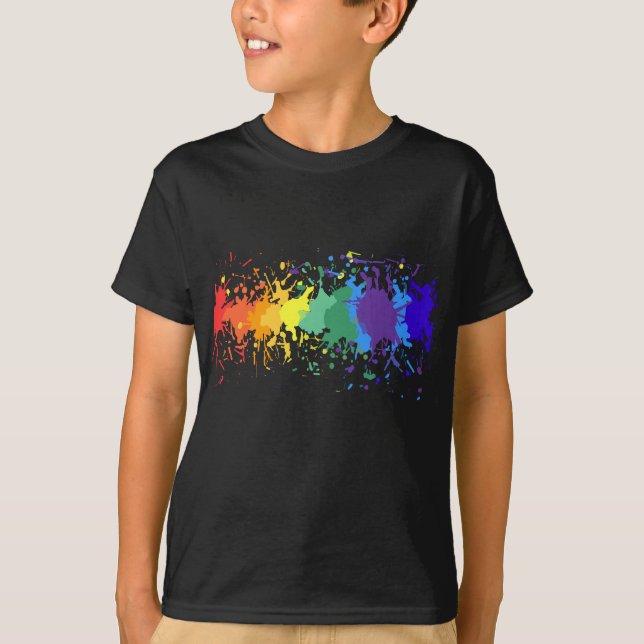 RAINBOW SPLASH ARTISTIC GRAFFITI PAINT DRIP T-Shirt (Front)