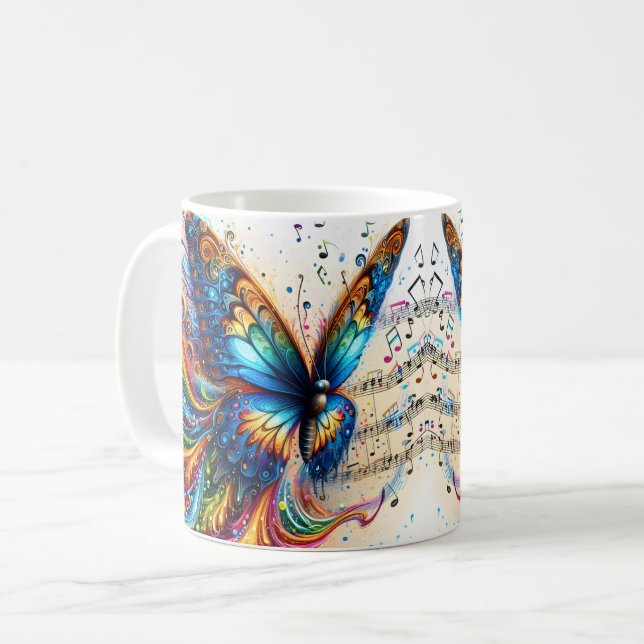 Rainbow Splash Butterfly Coffee Mug (Front Left)