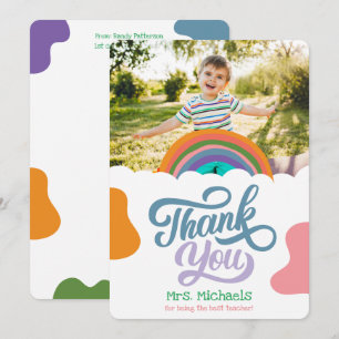 Rainbow Splash Flat Thank You Card for Teachers