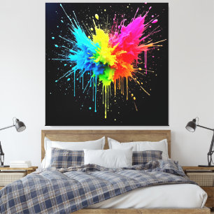 Rainbow Splash Powder Art Canvas Print