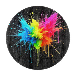 Rainbow Splash Powder Art Cutting Board