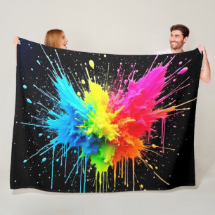 Rainbow Splash Powder Art Fleece Blanket