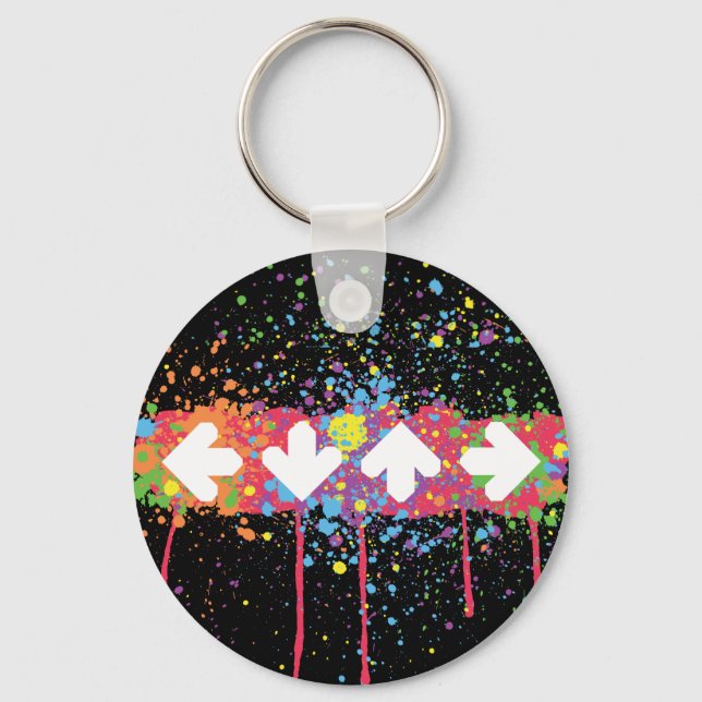 Rainbow Splatter Arrows Key Ring (Front)