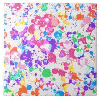 Rainbow Splatter Art Colourful Splashes Tile