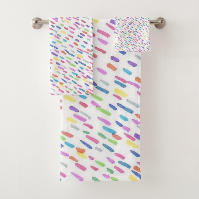 Rainbow Splatter  Bath Towel Set (Insitu)