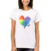 Rainbow Splatter Heart Logo love t shirt