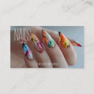 Rainbow Splatter Nail Art Manicurist Loyalty  Business Card