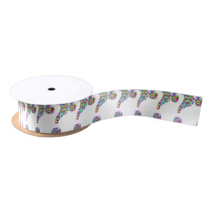 Rainbow Splatter Question Mark Satin Ribbon