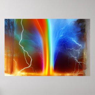 Rainbow Split Lightning Poster