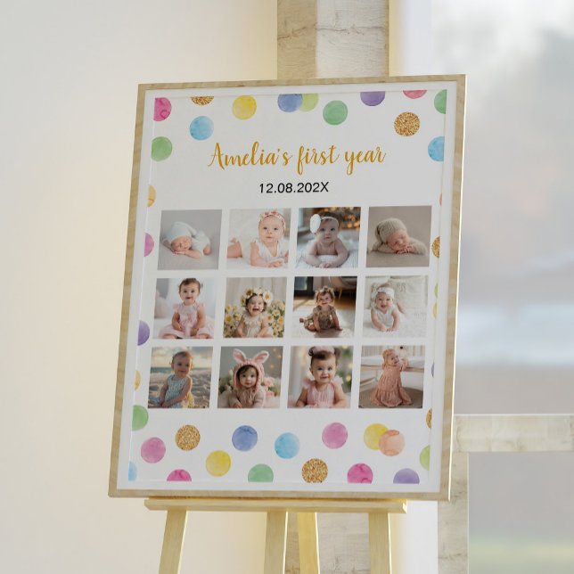 Rainbow Spot Birthday Photo Milestone Poster (Creator Uploaded)