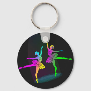 Rainbow Spotlighted  Ballet Dancers Key Ring