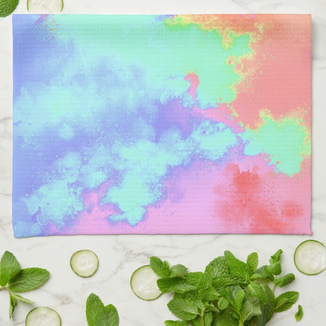 Rainbow spray paint effect Tea Towel  (Folded)