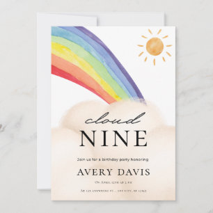 Rainbow Spring Kids Birthday Party Invitation