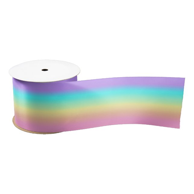Rainbow Spring Pastels in Gradient Stripes Satin Ribbon (Spool)