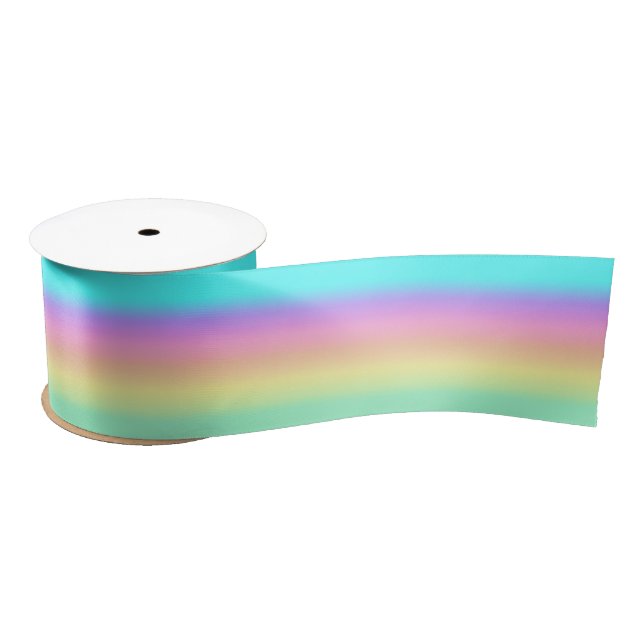 Rainbow Spring Pastels in Gradient Stripes Satin Ribbon (Spool)