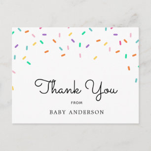 Rainbow Sprinkles Baby Thank You Postcard