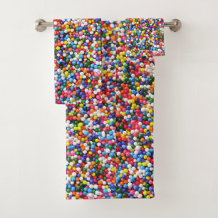Rainbow sprinkles bath towel set