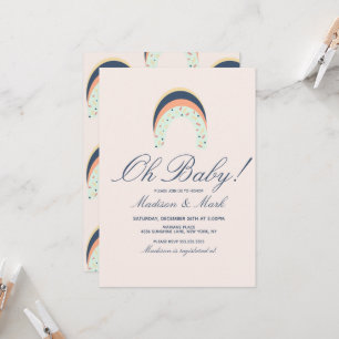 Rainbow Sprinkles Brush Stroke Baby Shower Pink Invitation