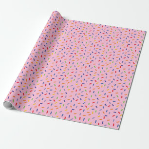 Rainbow Sprinkles Colorful Confetti Light Pink Wrapping Paper